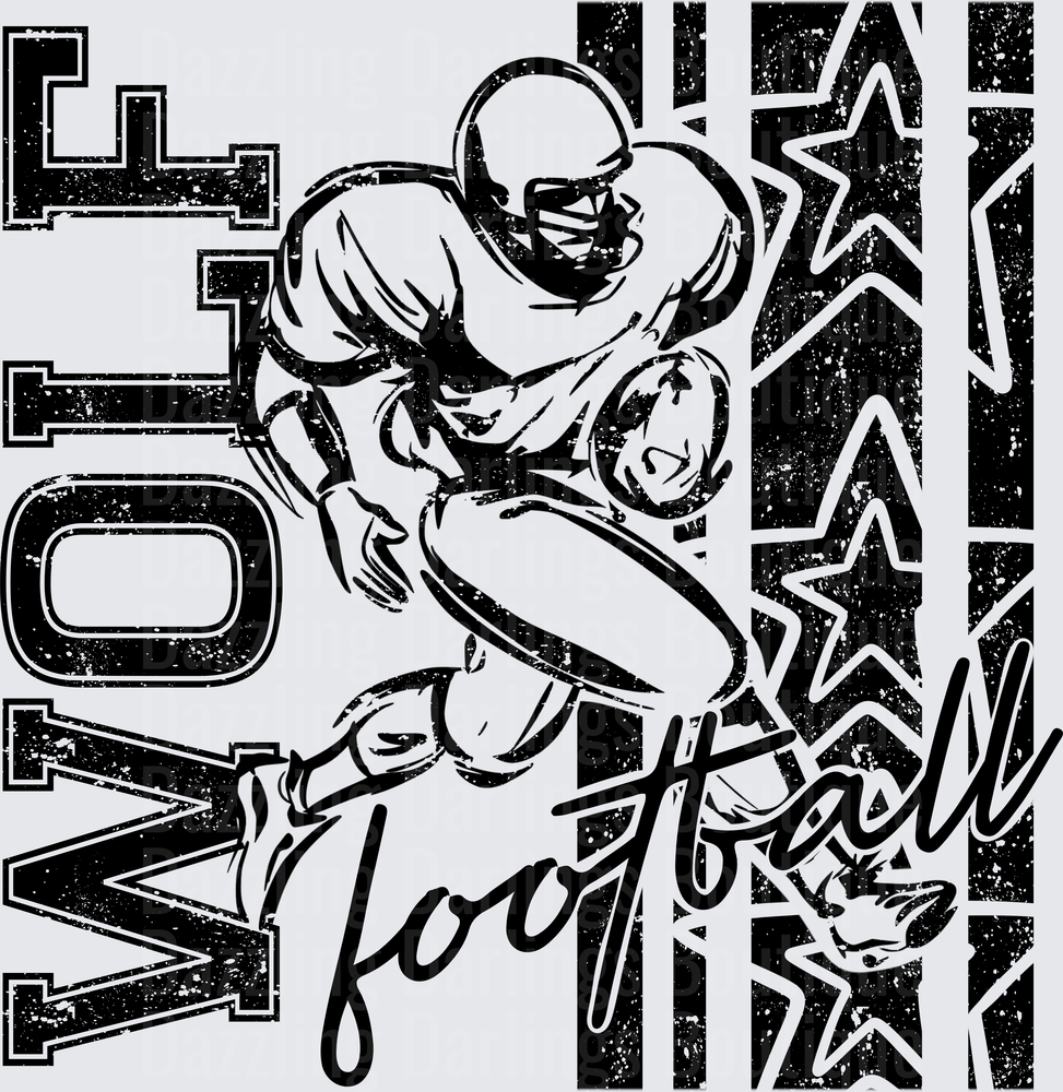 Wolves Football Player Running Back Grunge Stars Design