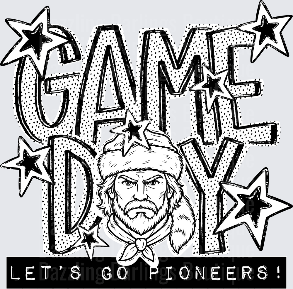 Game Day Let's Go Pioneers Bearded Frontiersman Stars