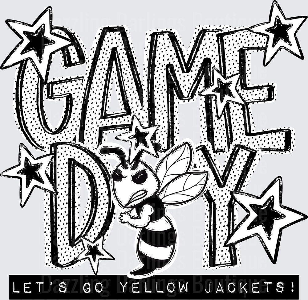 Game Day Let's Go Yellow Jackets Angry Bee Stars
