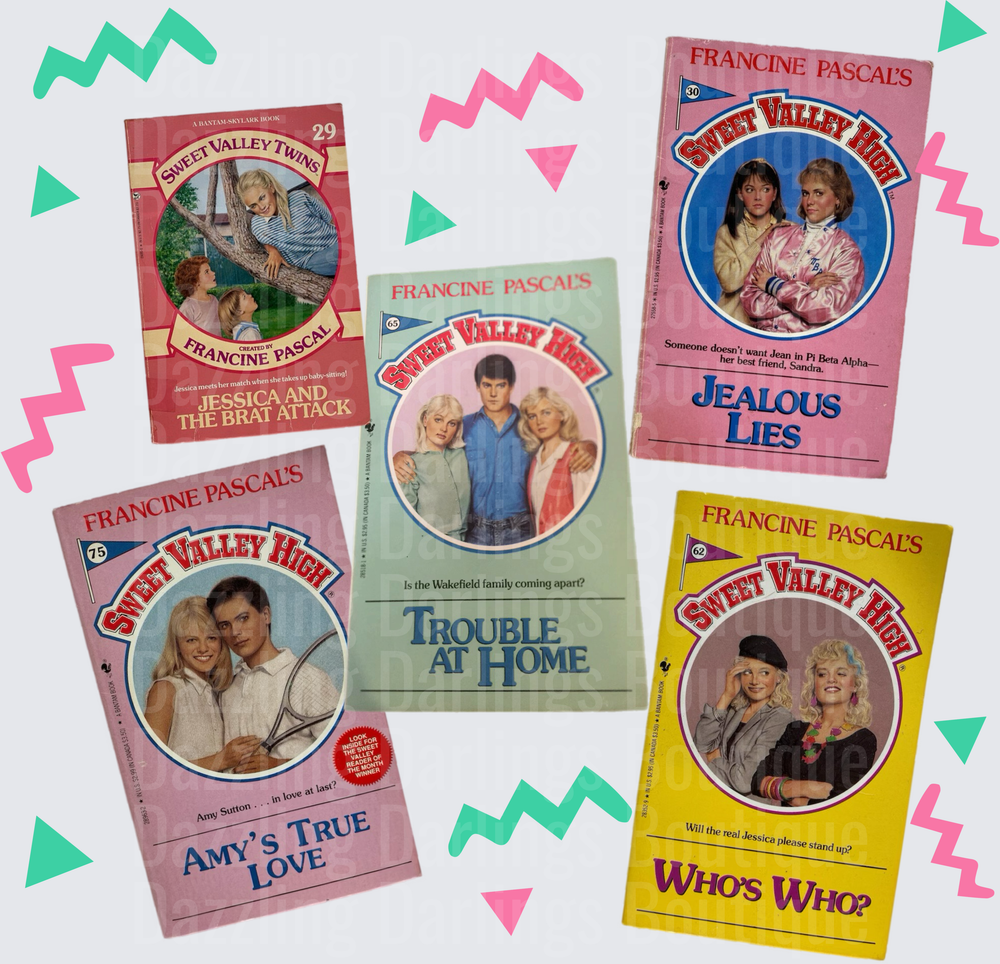 Sweet Valley High Book Covers Collection with Retro 80s Shapes