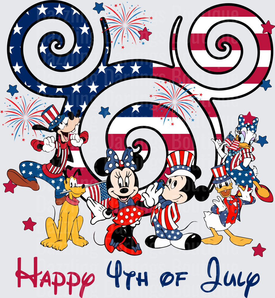 Mickey Mouse and Friends Happy 4th of July Patriotic Design