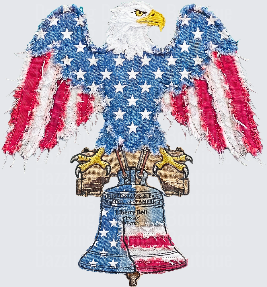 American Eagle with Distressed Flag Wings and Liberty Bell