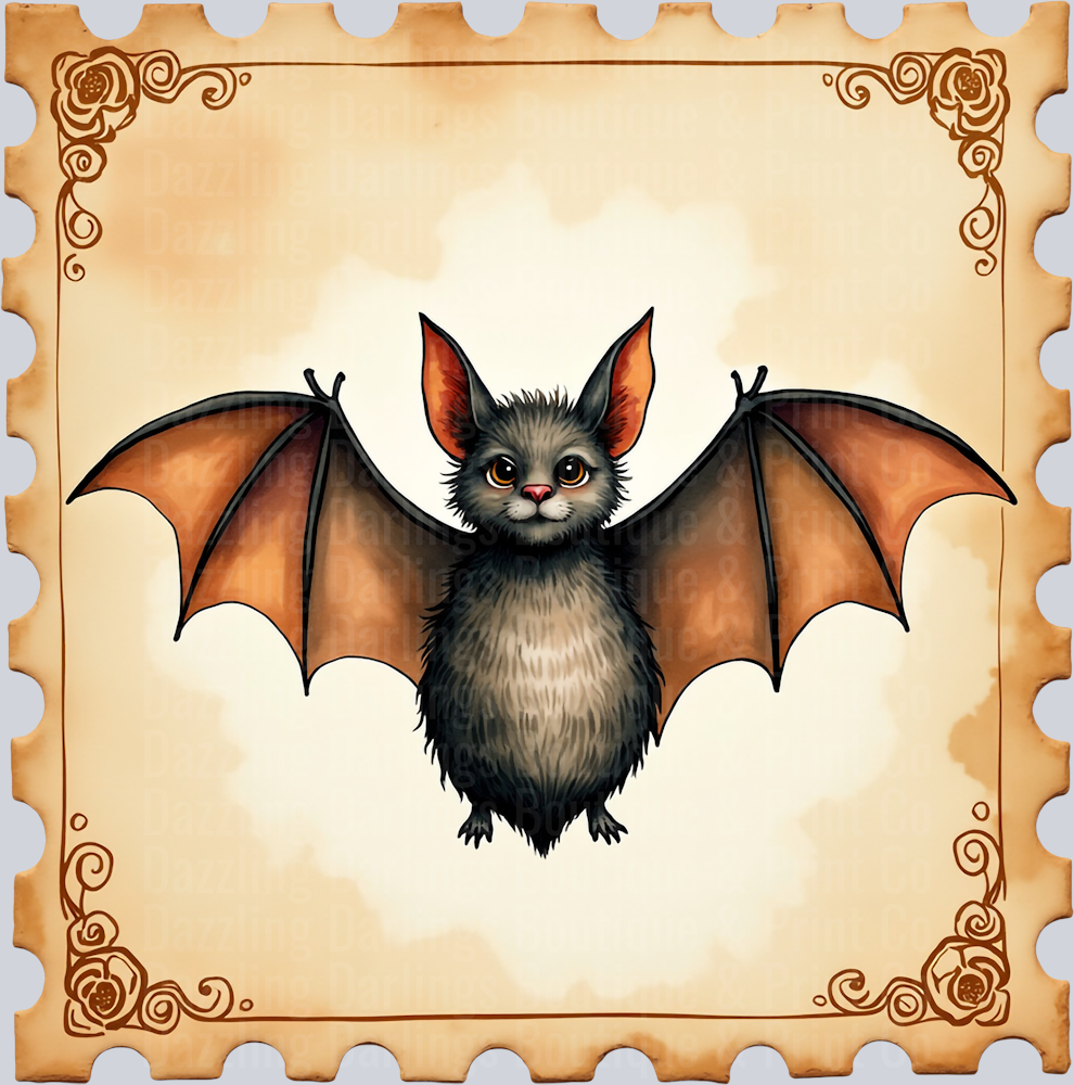 HALLOWEEN FALL DTF TRANSFER BAT STAMP