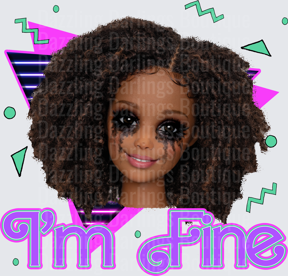 I'm Fine Gothic Doll Face with Dripping Makeup and Retro Shapes