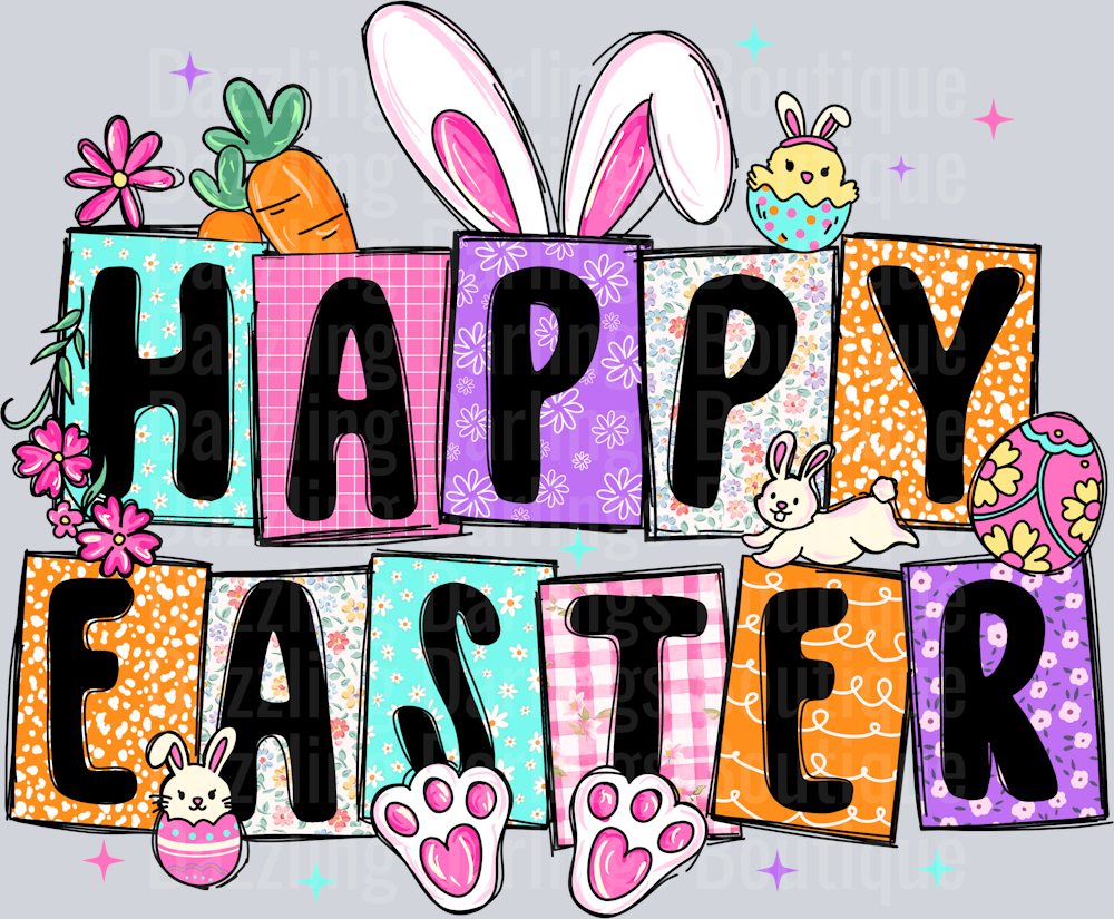 HAPPY EASTER DOODLE LETTERS