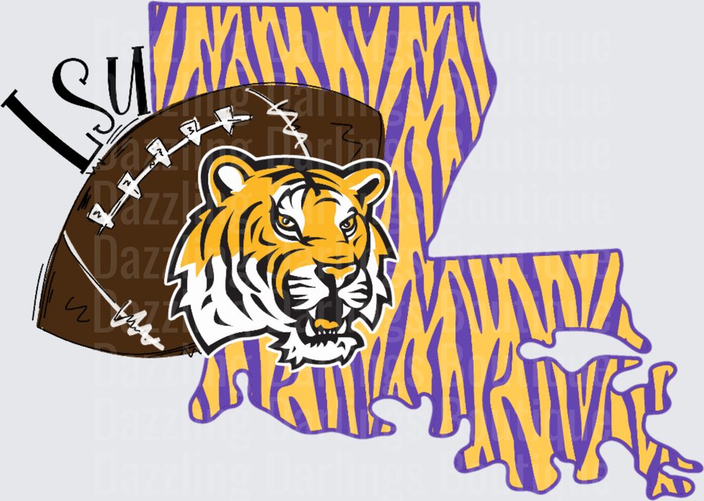 LSU Tigers Football Louisiana State Tiger Stripe Map Design