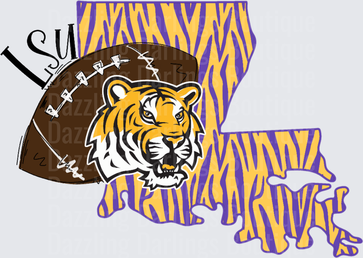 LSU Tigers Football Louisiana State Tiger Stripe Map Design
