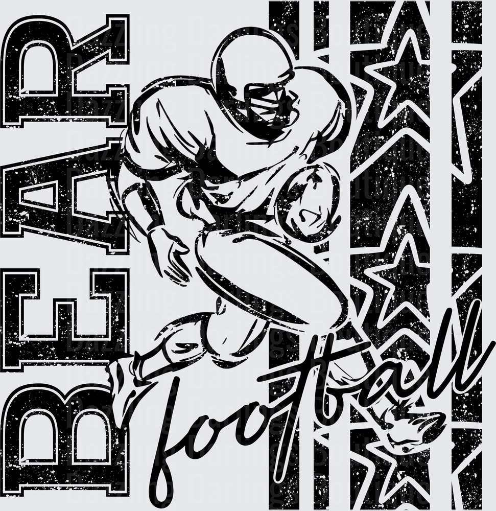 Bears Football Player Running Back Grunge Stars Design