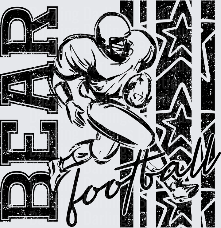Bears Football Player Running Back Grunge Stars Design