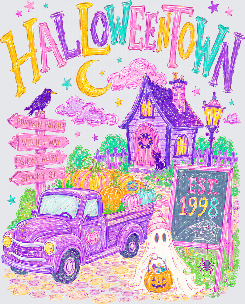 Halloweentown Est. 1998 Purple Truck Ghost Haunted House
