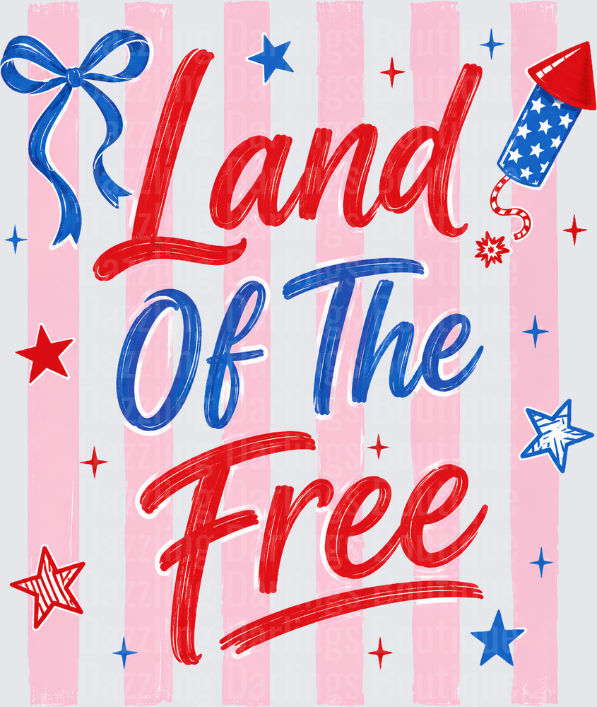 Land Of The Free Patriotic Red White Blue Stars Bow Rocket