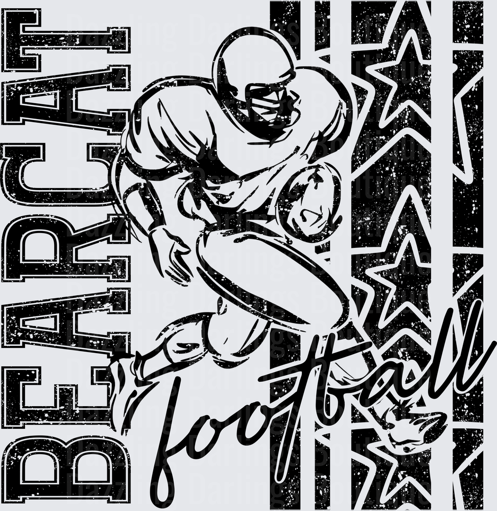 Bearcat Football Player Running Back Stars Grunge Design