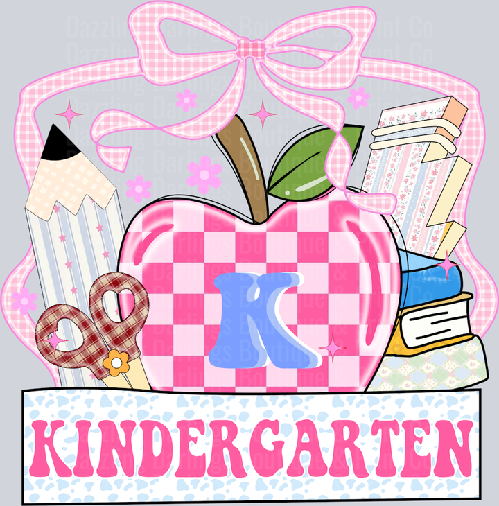 Back To School Teacher Kindergarten Checkered Apple Pencil