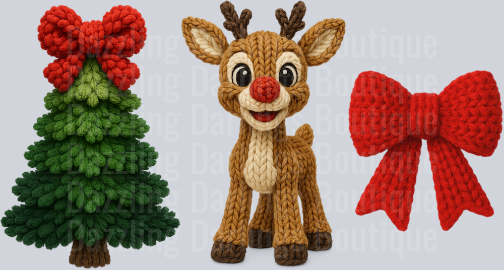 Yarn Rudolph tree bow