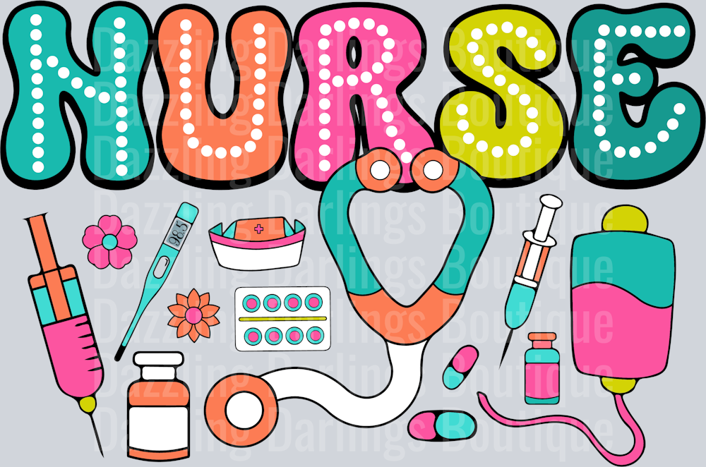 Nurse Neon Marquee Letters Stethoscope Medical Icons