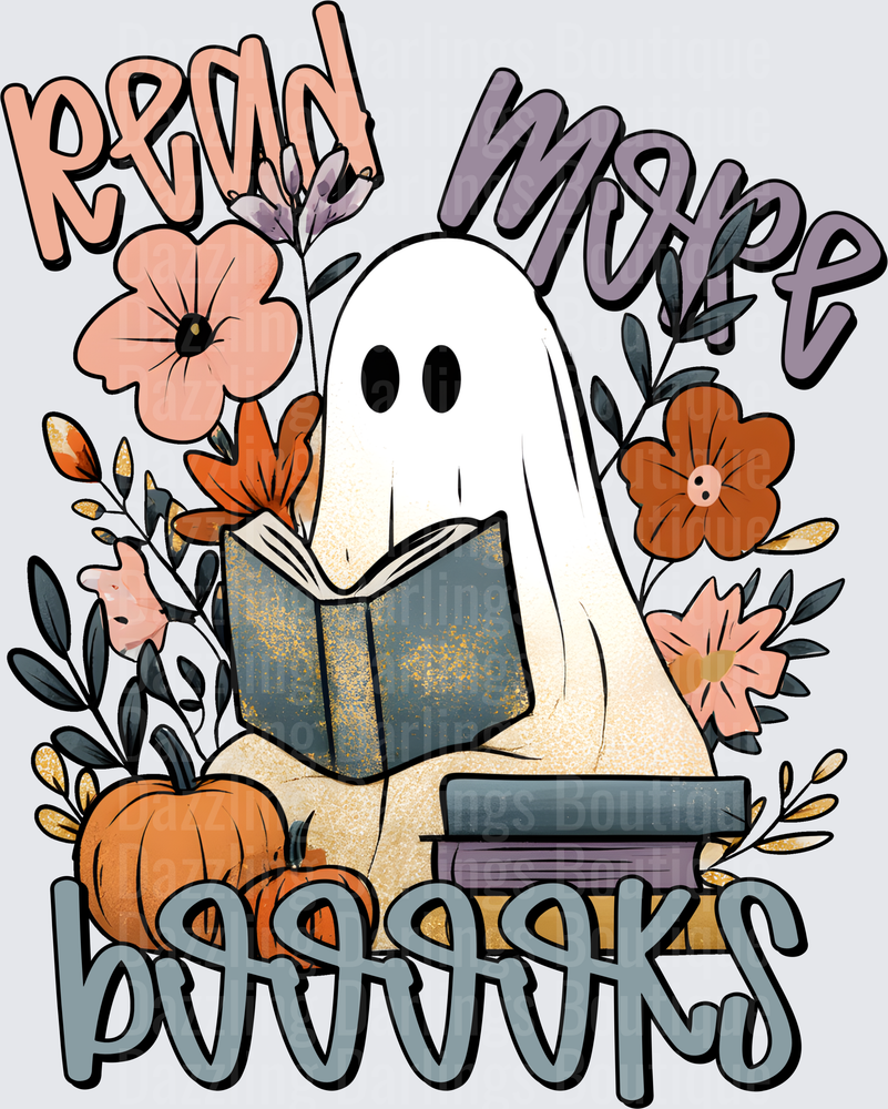 Read More Books Floral Ghost with Pumpkins Halloween