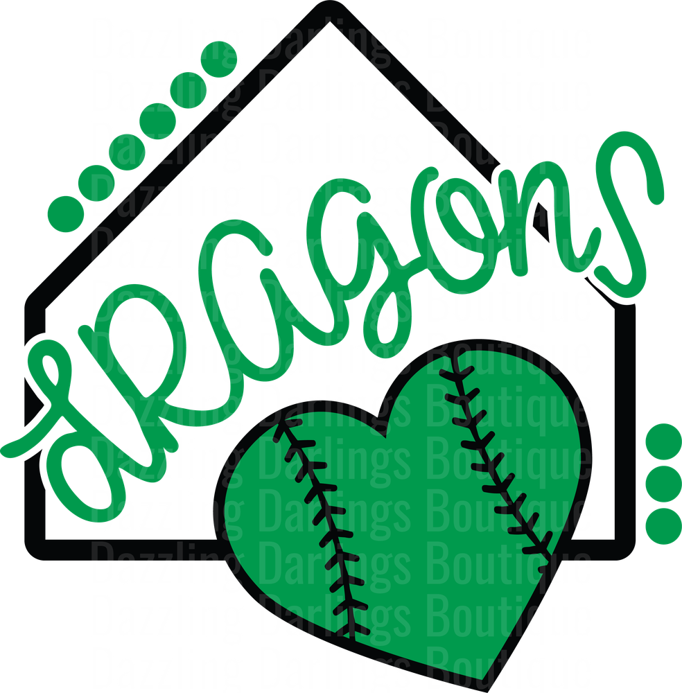 Dragons Baseball Home Plate Heart Design