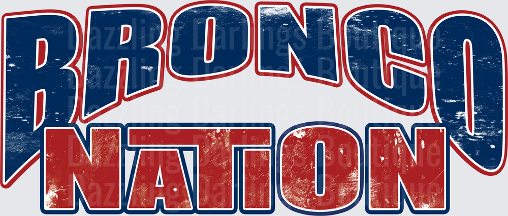 Bronco Nation Vintage Distressed Sports Team Text