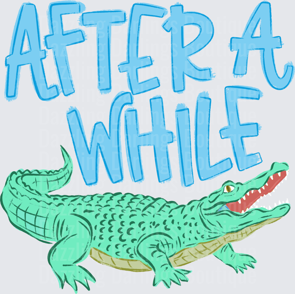 After While Alligator Vintage Blue Typography Design