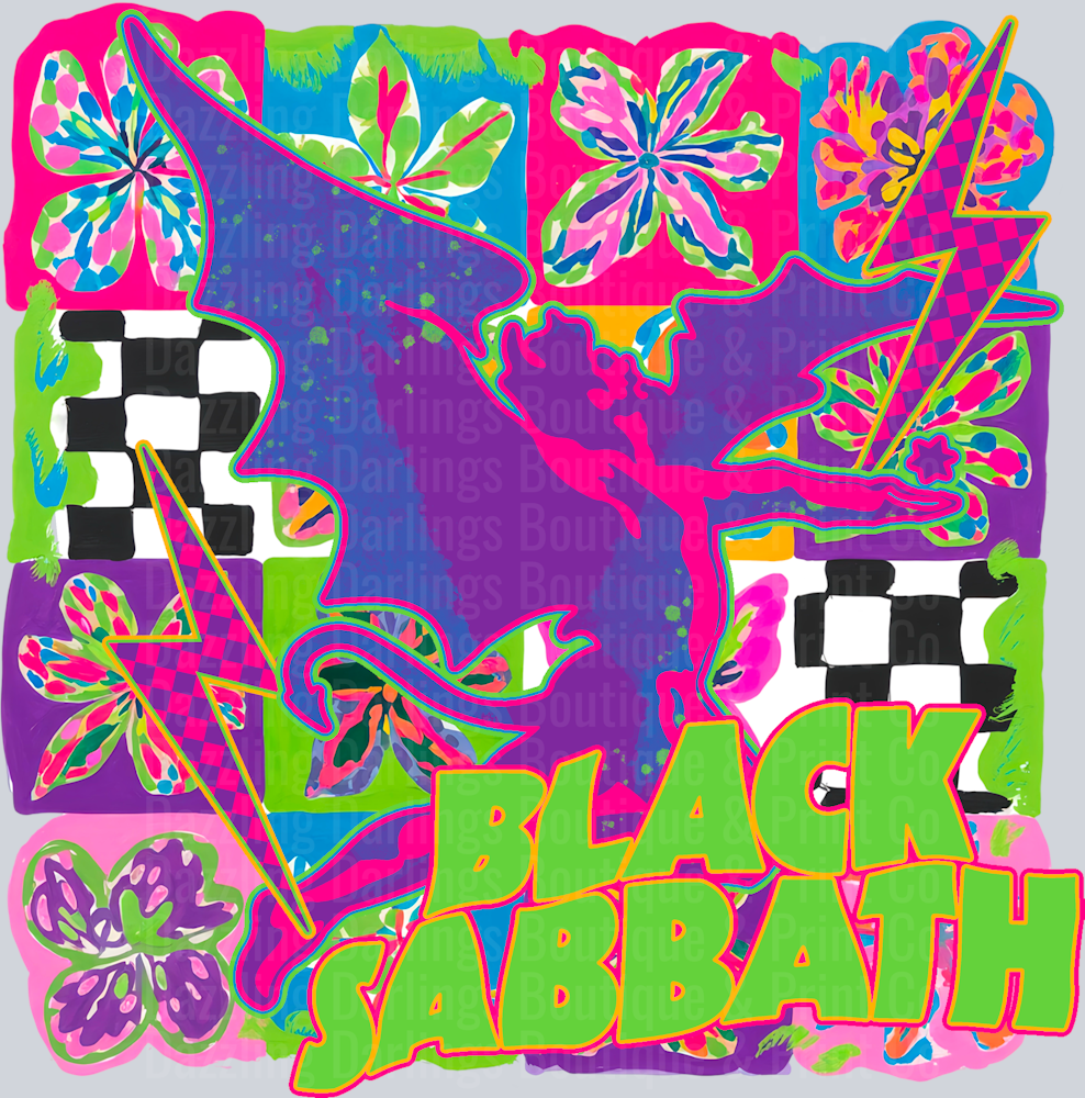 Rock Band Neon Winged Angel Green Letters