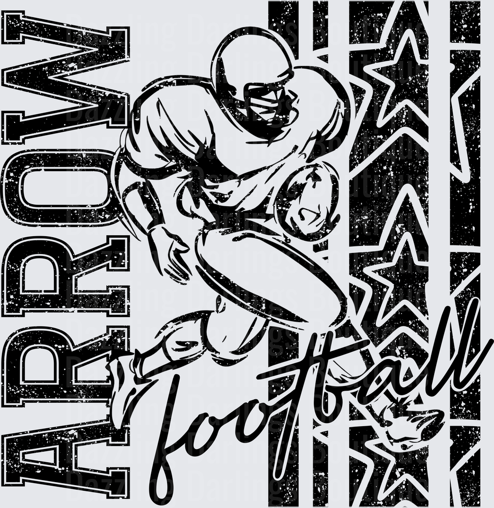 Arrow Football Player Running Back Grunge Stars Graphic
