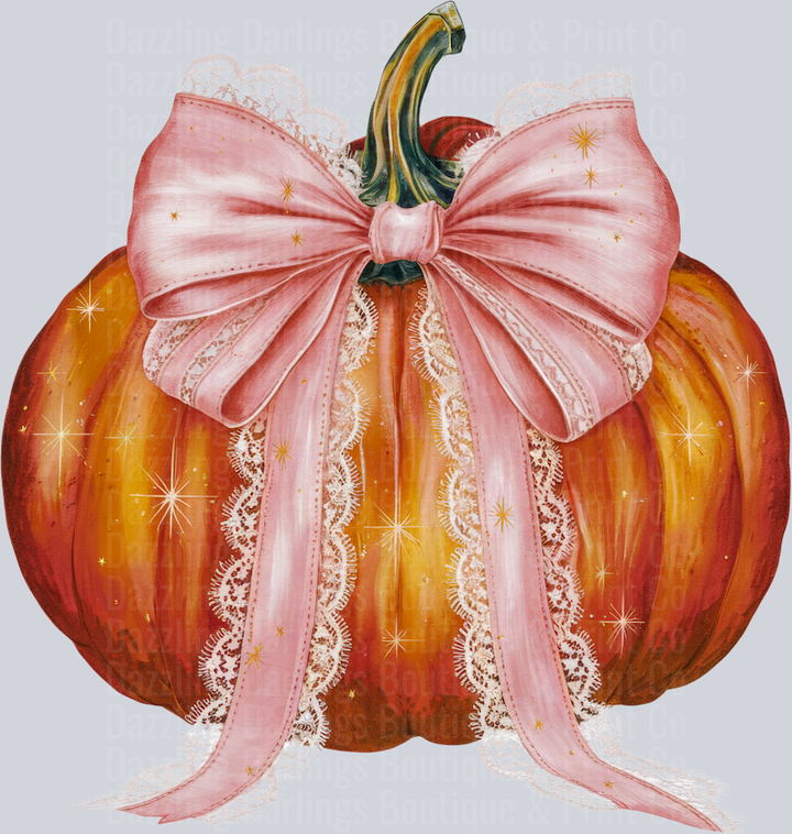 Halloween Fall Pumpkin Orange Pink Lace Coquette Bow