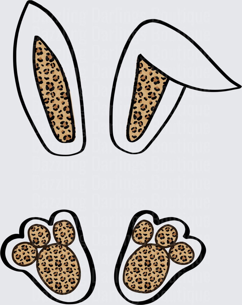 Leopard Print Easter Bunny Ears and Paws Set