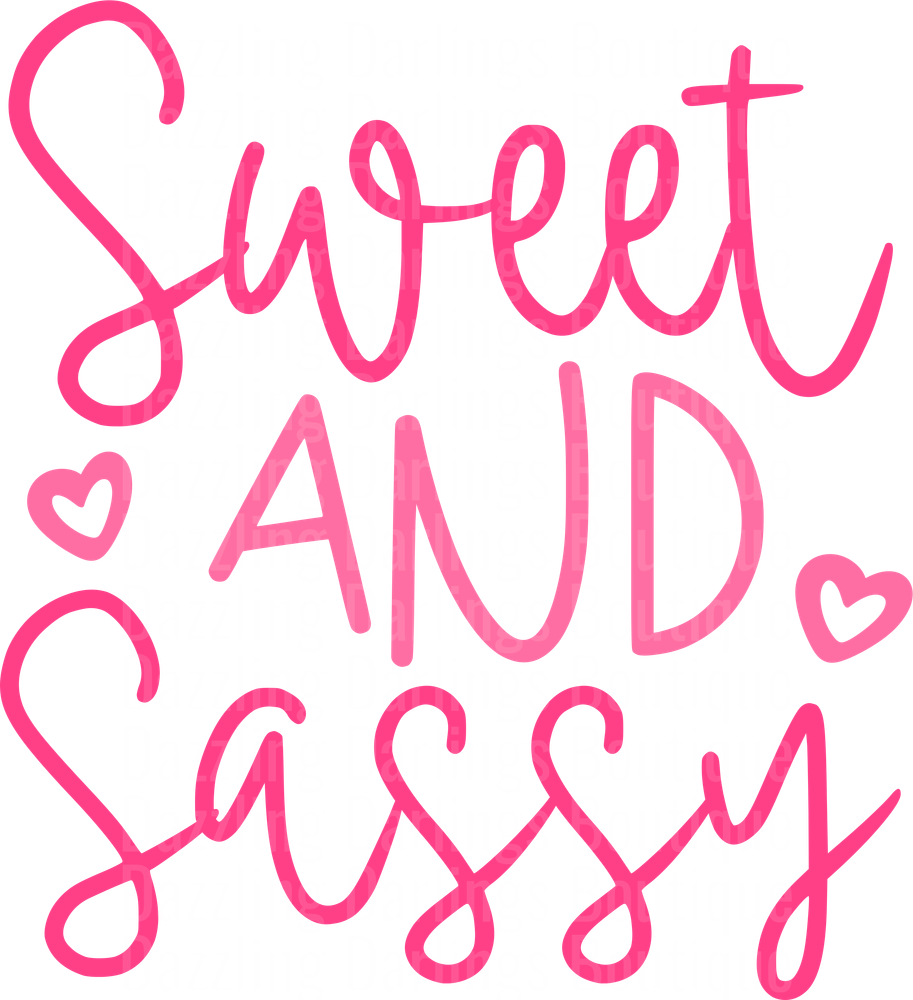Sweet AND Sassy Pink Script Lettering with Hearts