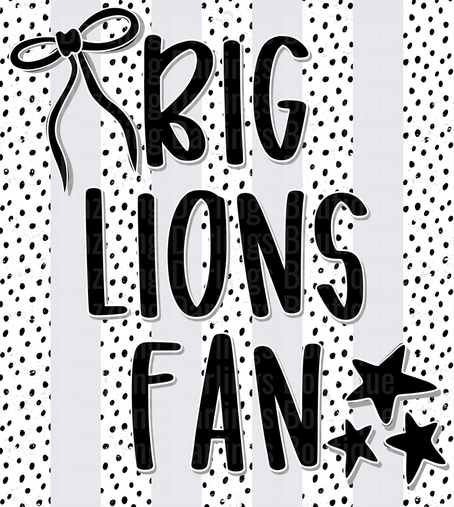 Big Lions Fan Cheerleader Pom Poms and Stars Design