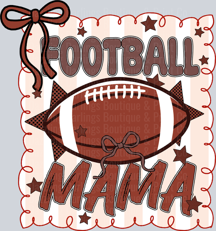 Football Mama Brown Coquette Bow Stars