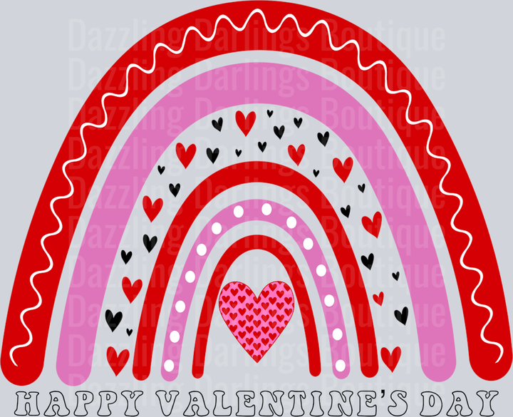Happy Valentine's Day Pink Red Rainbow Hearts