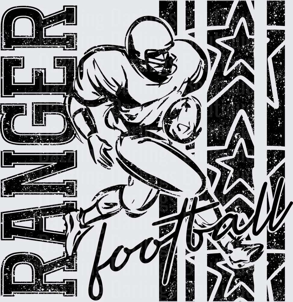 Pancer Football Player Running Back Stars Grunge Design