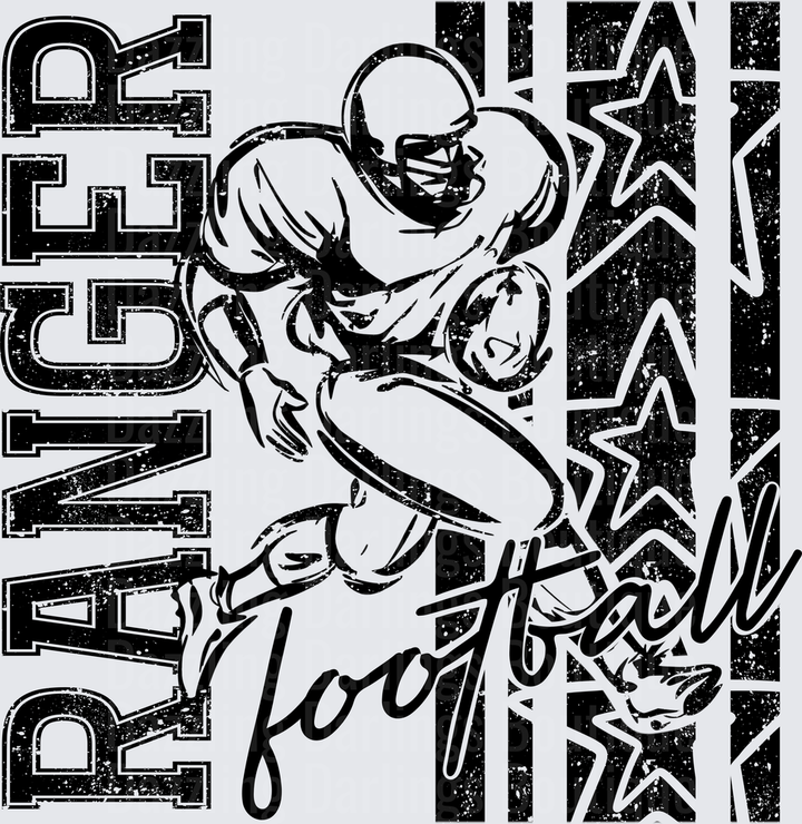 Pancer Football Player Running Back Stars Grunge Design