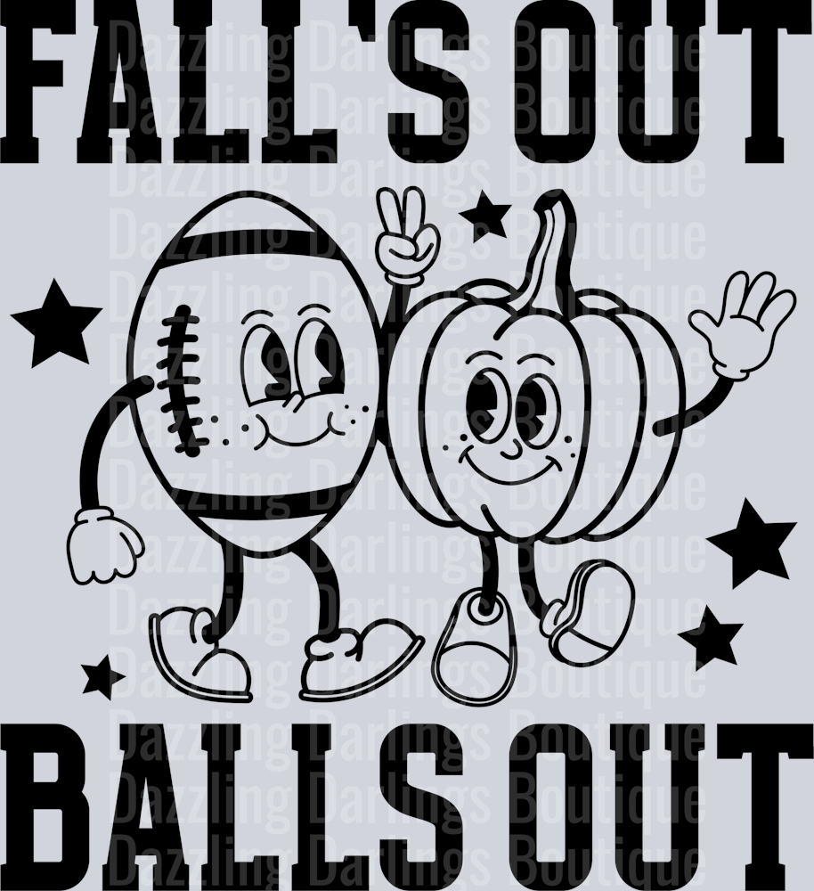 Football Fall's Out Balls Out Black Outline