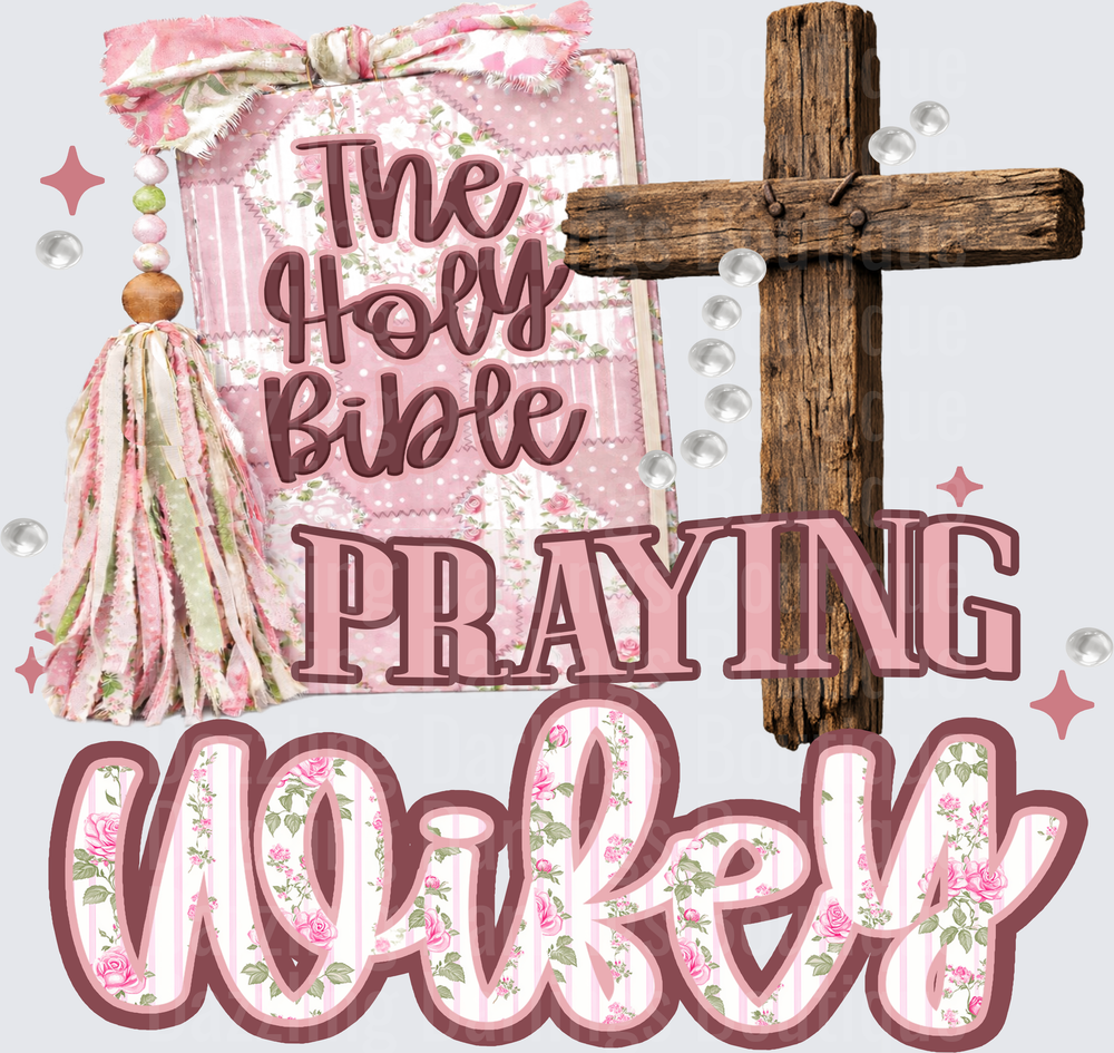The Holy Bible Praying Women Christian Faith Cross Design