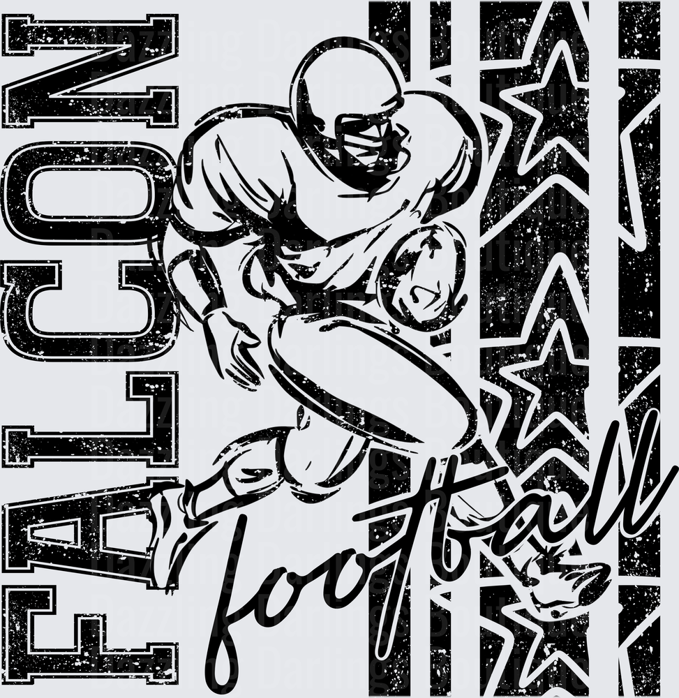 Falcon Football Running Back Grunge Stars Distressed Graphic