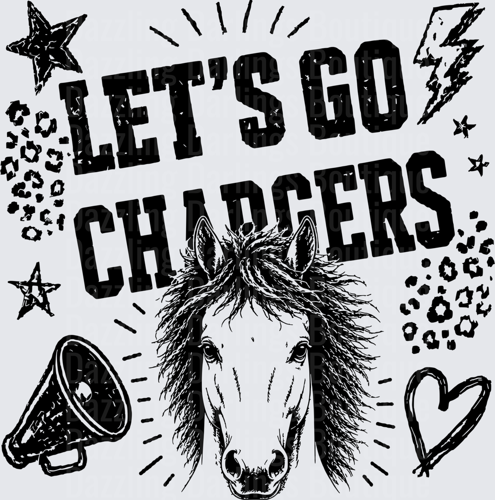 Let's Go Chargers Horse Head Spirit Cheer Design