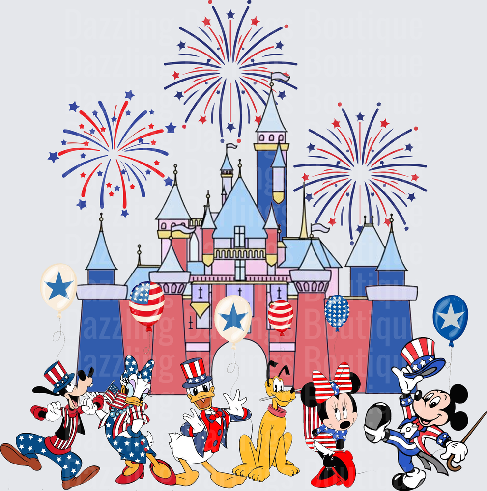 Mickey Mouse and Friends Patriotic 4th of July Castle Fireworks