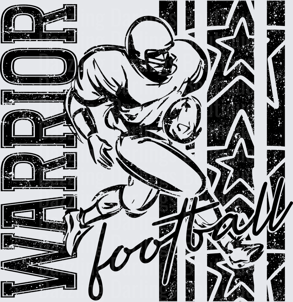 Warrior Football Player Running Back Grunge Stars Design