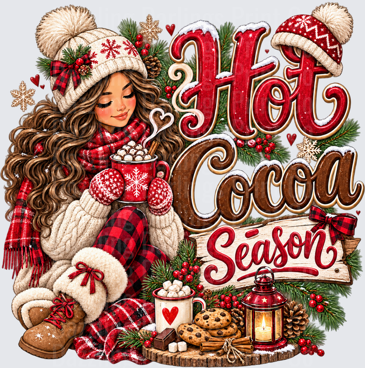 Hot Cocoa Season Winter Girl Knit Hat Cookies