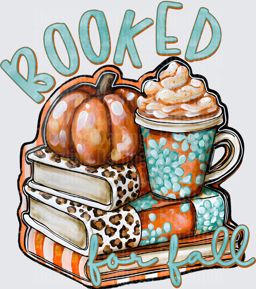 Booked For Fall Pumpkin Books Latte Leopard Print Design