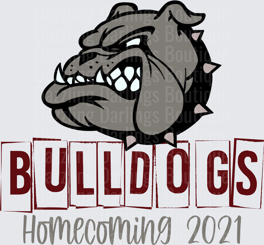 Bulldogs Homecoming 2021 Gray Mascot Head with Spiked Collar
