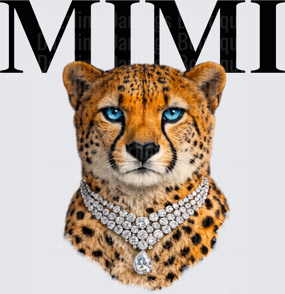 Glamorous Cheetah with Blue Eyes and Diamond Necklace