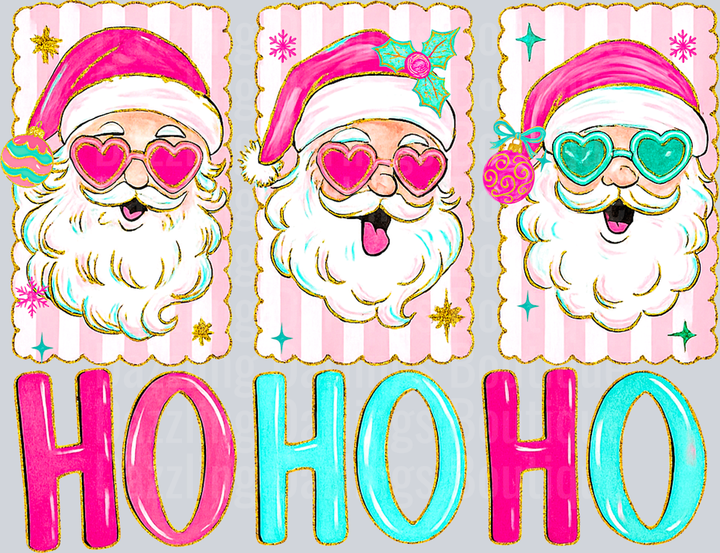 Ho Ho Ho Pink Santa Heart Sunglasses Trio