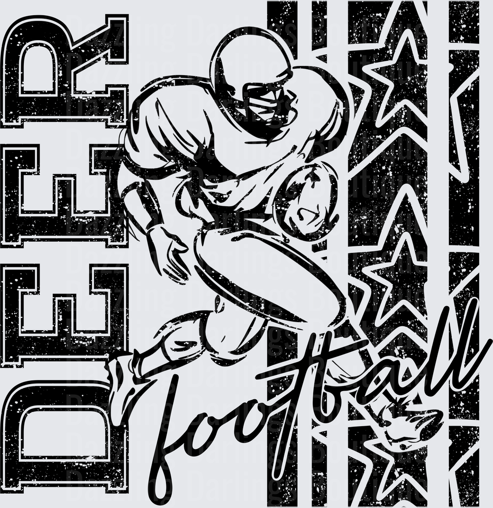 Deer Football Player Running Back Grunge Stars Graphic