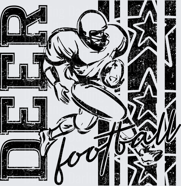 Deer Football Player Running Back Grunge Stars Graphic