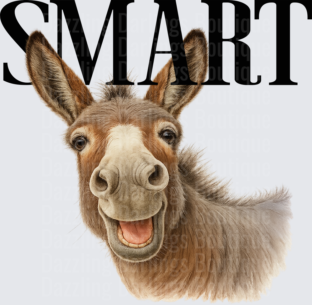 Smart Donkey with Open Mouth and Bold Typography