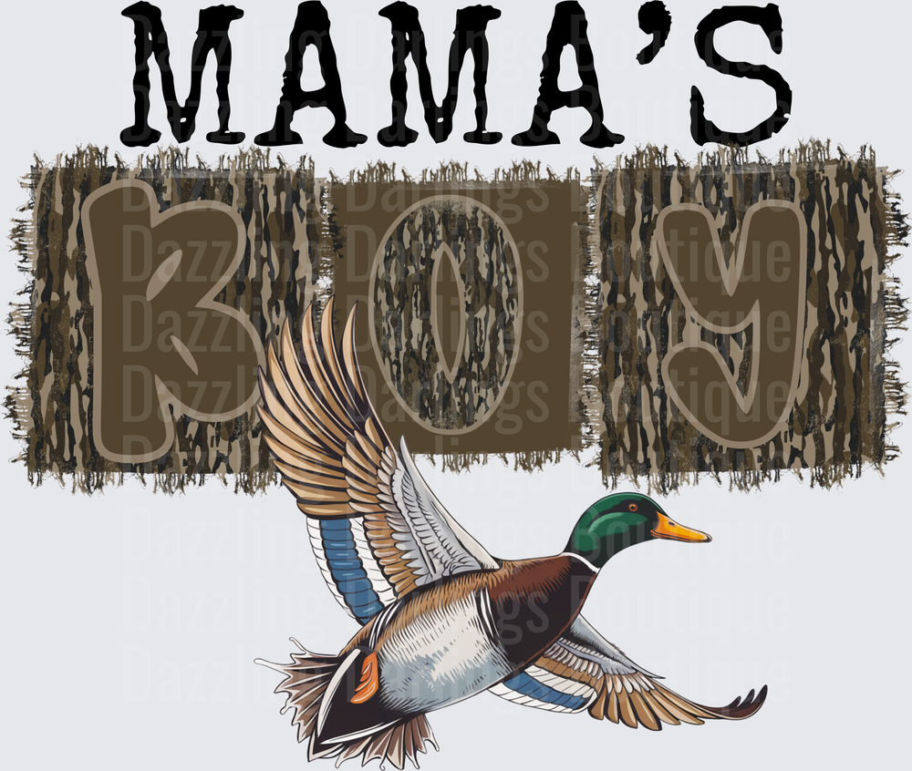 Mama's Boy with Flying Duck and Camouflage Text