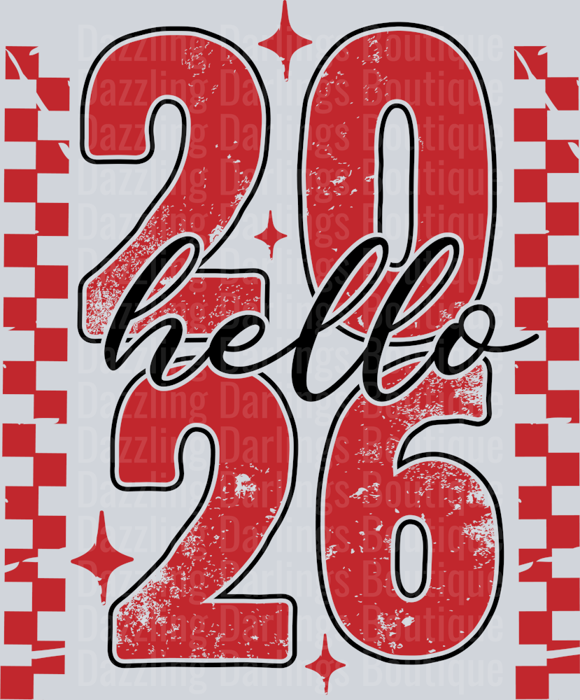 Hello 2026 Retro New Year Red 2026