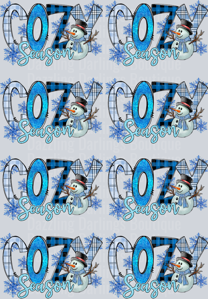 Cozy Season Snowman Blue Plaid Premade Gang Sheet